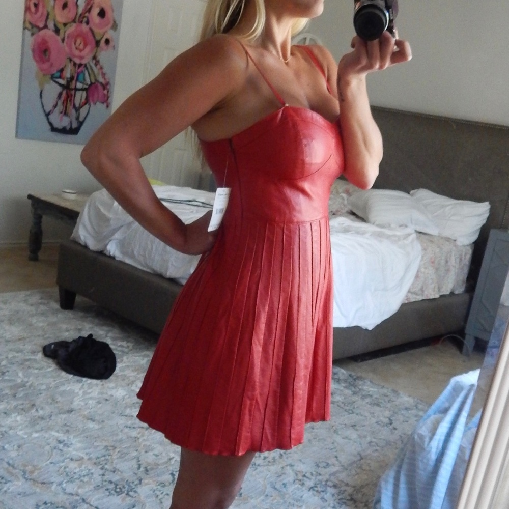 Free People Red Faux Leather Dress NWT - Picture 2 of 8